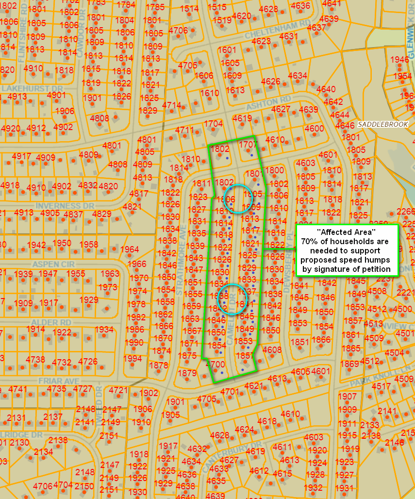 Camelot Drive Petition Map